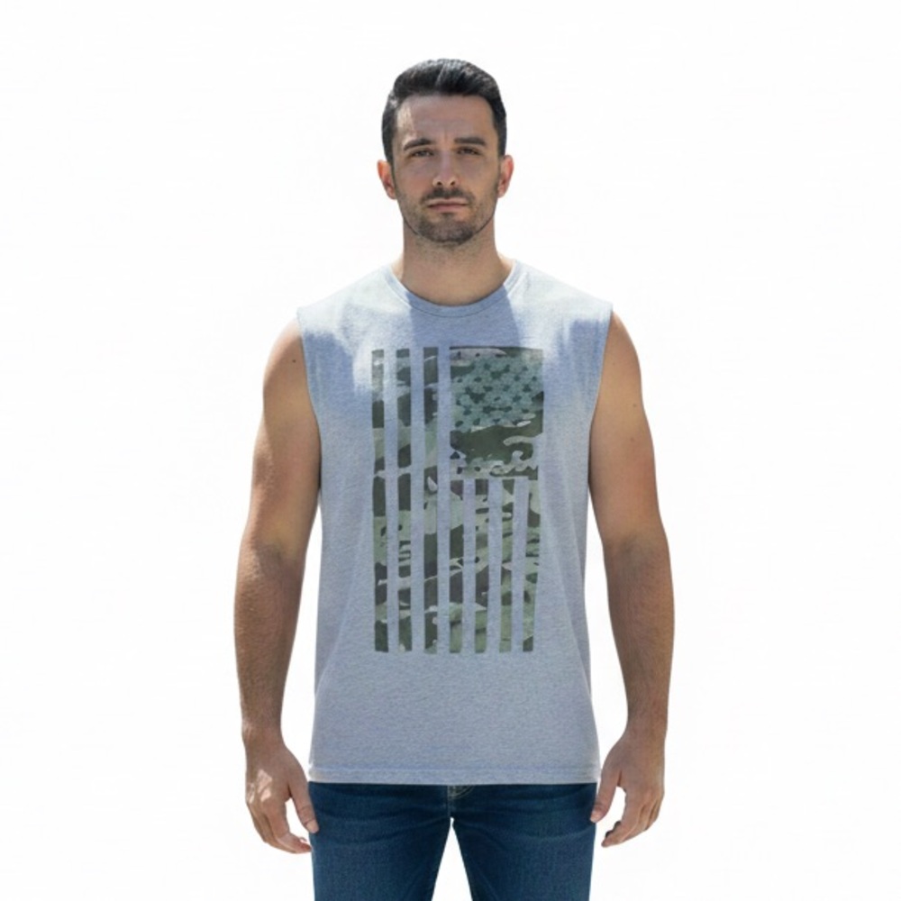 Men’s Gray Camo American Flag Tank Top